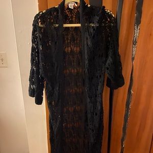 Full length black crochet cardigan 24 hour sale